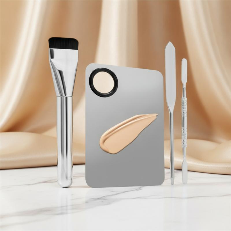 Beauty Makeup Eyeshadow Palette - NIEUW 4-delige roestvrijstalen make-up mengpalet met