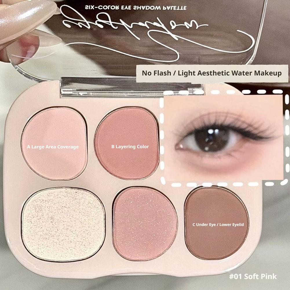 Beauty Makeup Eyeshadow Palette - 6 kleuren Matte oogschaduw Blush Poederpalet
