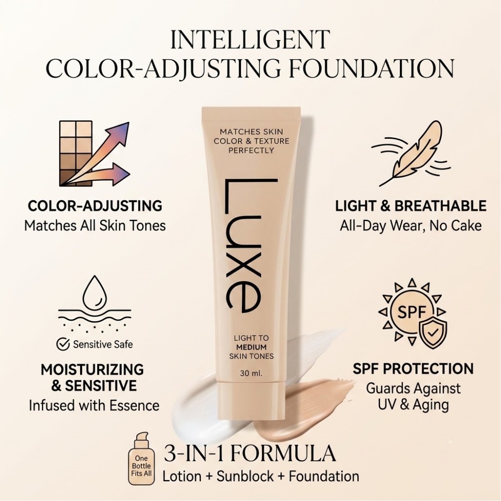 Beauty Luxe Makeup - LUXE Smart Shade Adapting Liquid Foundation