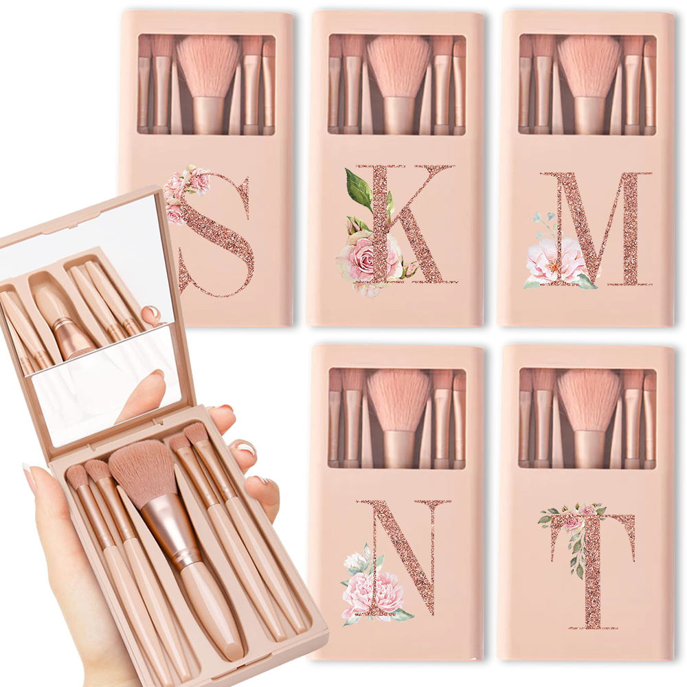 Beauty Makeup Kit - 5-delige cosmetische borstelset met spiegel en