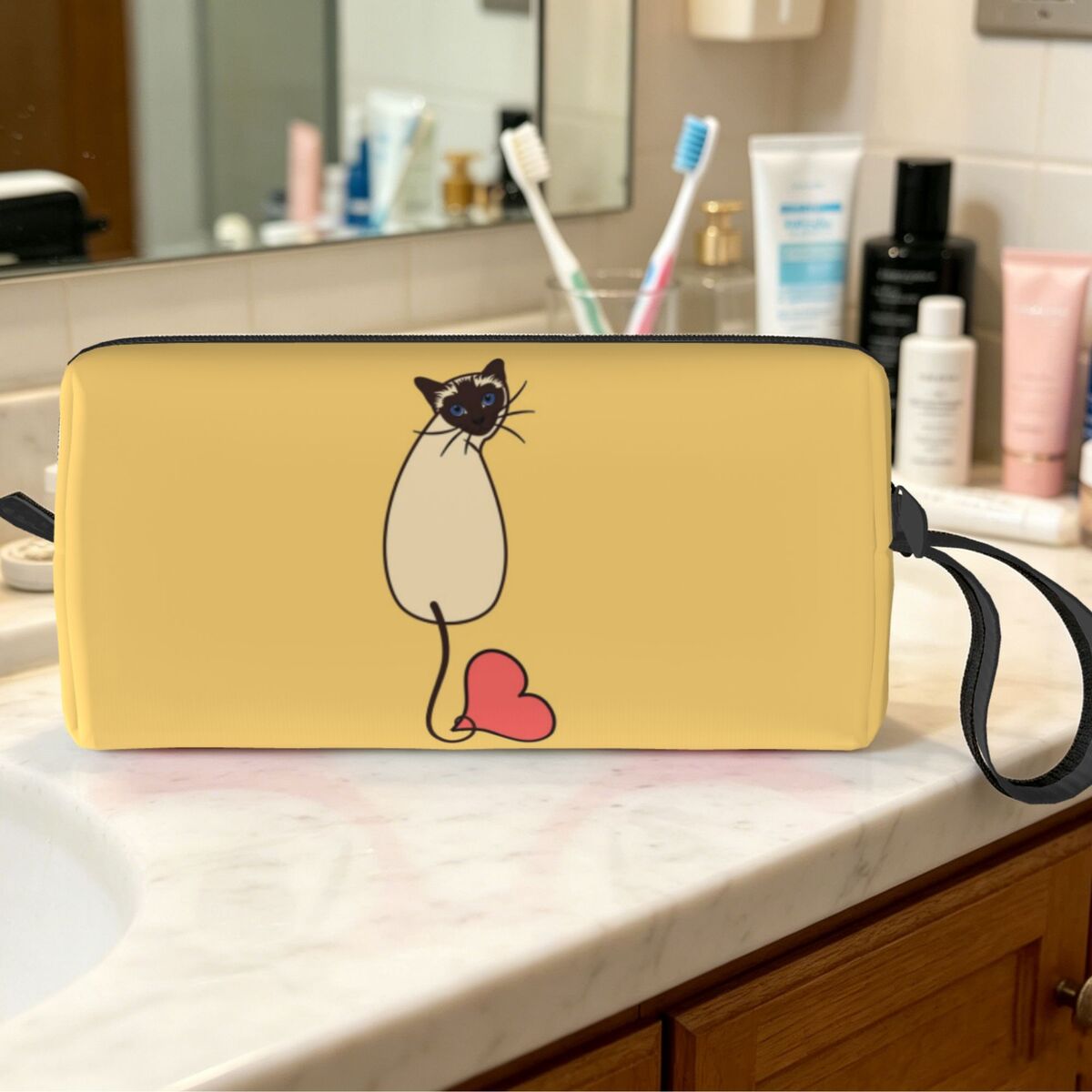 Beauty Love Makeup - Love Siamese Cat-Yellow make-uptas Cosmetische organisator