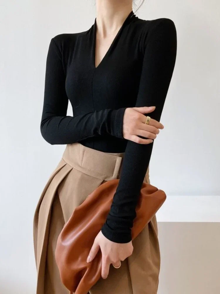 V-hals Slim Shirts Langarm Top - Beauty & Makeup Katia Di Paola Palermo recensie en prijs