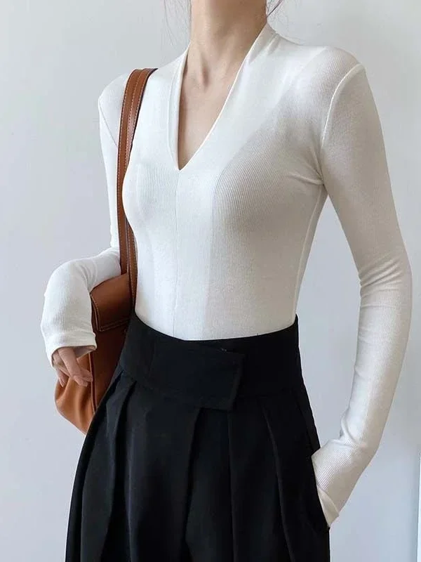 V-hals Slim Shirts Langarm Top - Beauty & Makeup Katia Di Paola Palermo recensie en prijs